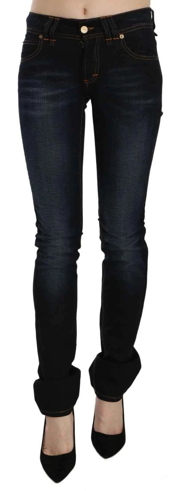 John Galliano Dark Blue Mid Waist Slim Fit Denim Casual Pants Jeans by John Galliano