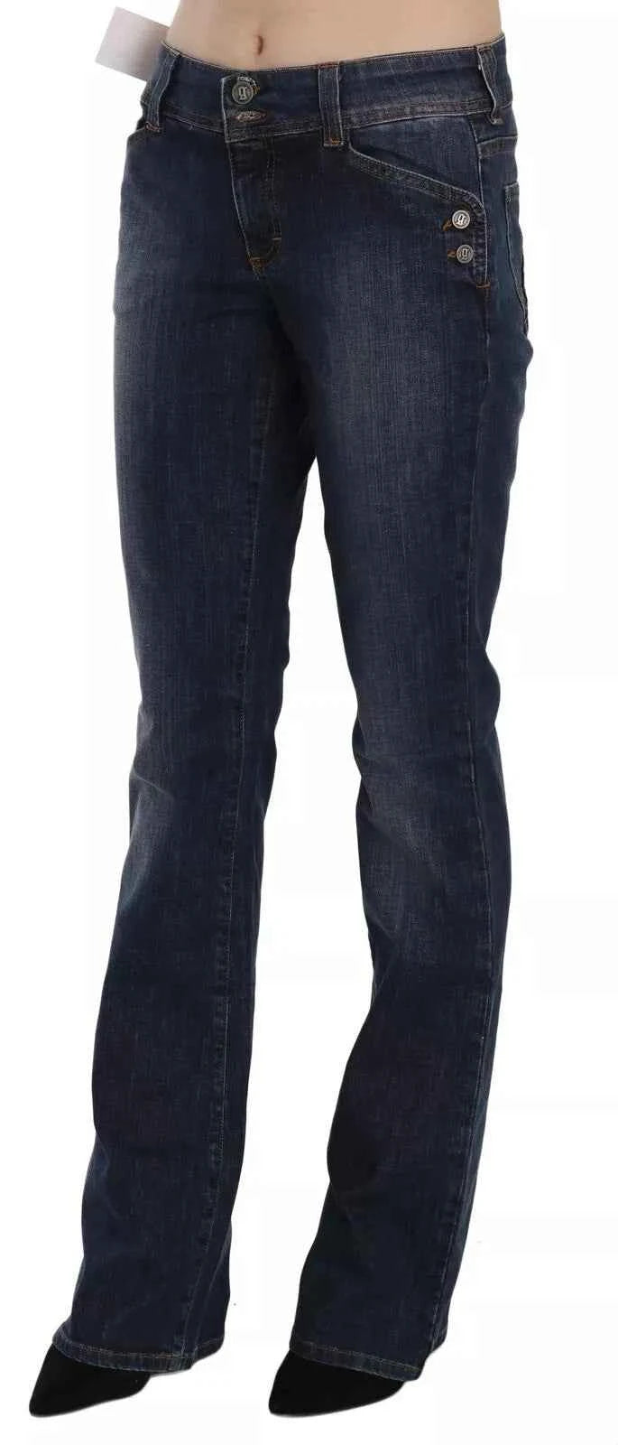 John Galliano Blue Washed Mid Waist Flared Denim Casual Pants Jeans by John Galliano