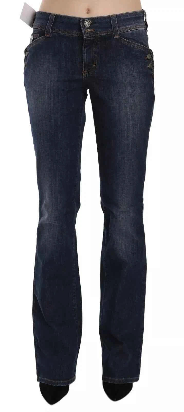 John Galliano Blue Washed Mid Waist Flared Denim Casual Pants Jeans by John Galliano