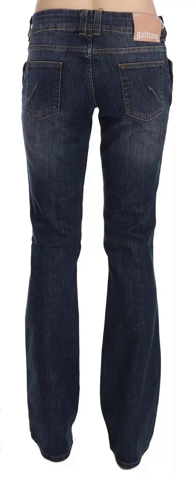 John Galliano Blue Washed Mid Waist Flared Denim Casual Pants Jeans by John Galliano