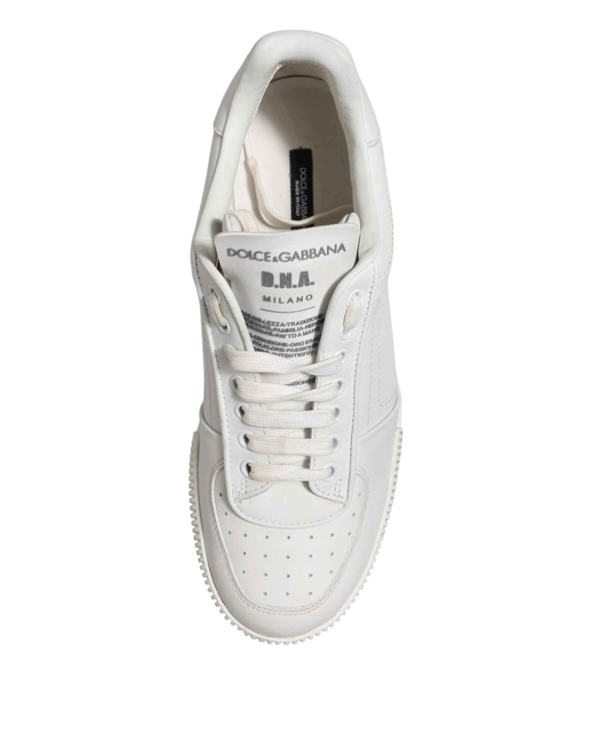 Dolce & Gabbana White Miami Leather Low Top Sneakers Men Shoes by Dolce & Gabbana