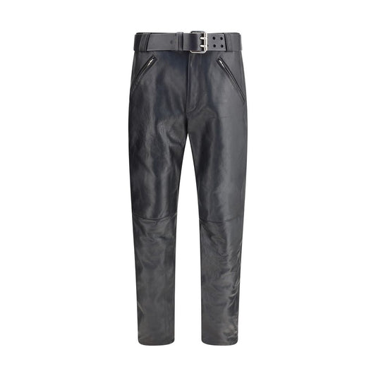 Saint Laurent Hammered leather belted pants