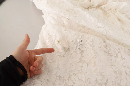 Dolce &amp; Gabbana White Flower Lace Corsage Long Maxi Dress
