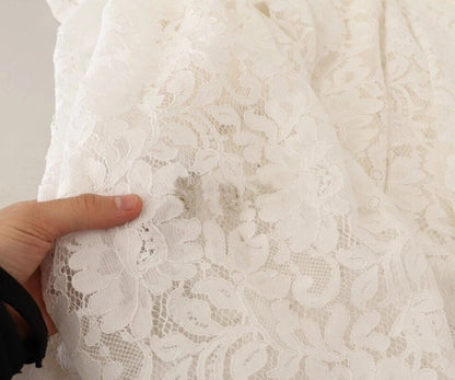 Dolce &amp; Gabbana White Flower Lace Corsage Long Maxi Dress