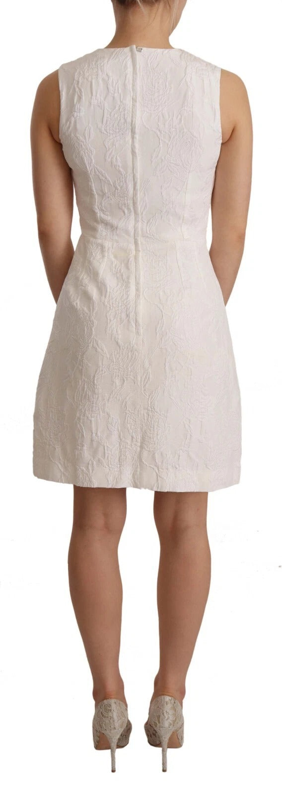 Dolce &amp; Gabbana White Floral Sleeveless Sheath Mini Dress
