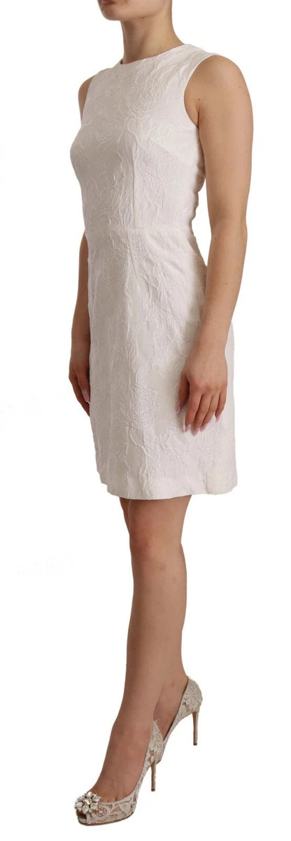 Dolce &amp; Gabbana White Floral Sleeveless Sheath Mini Dress