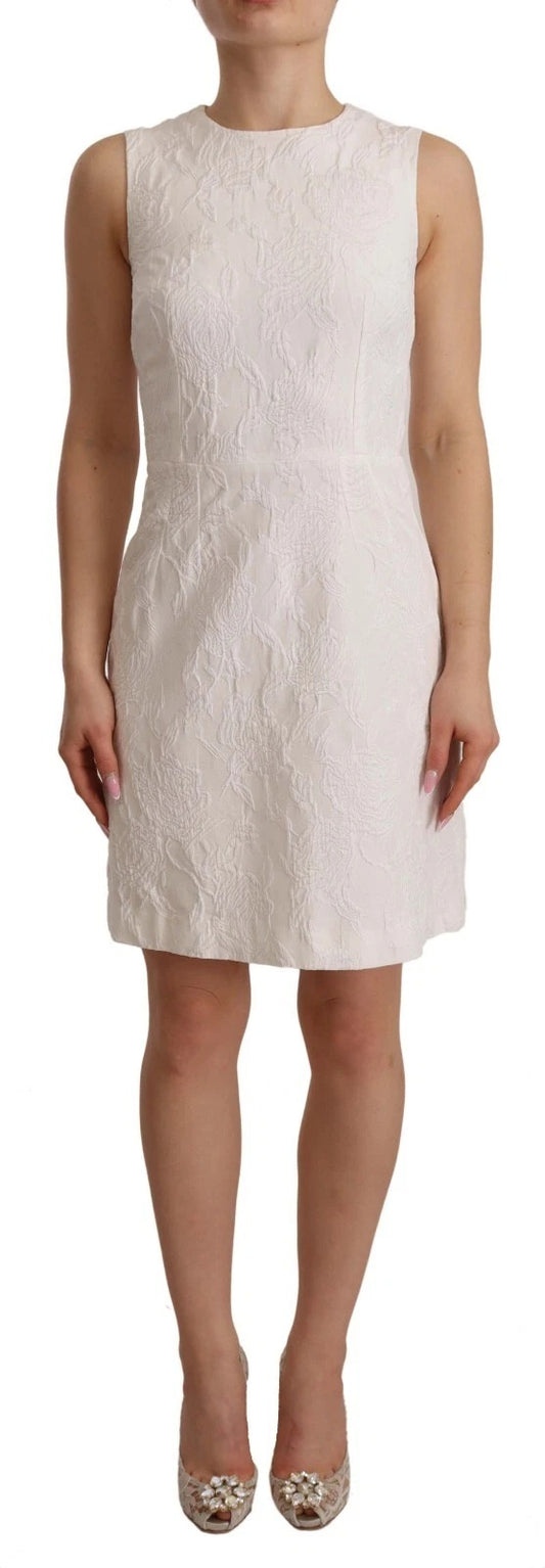 Dolce &amp; Gabbana White Floral Sleeveless Sheath Mini Dress