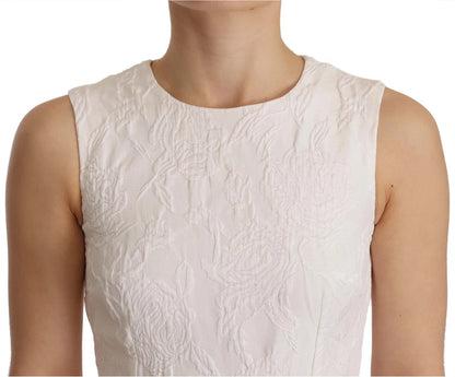 Dolce &amp; Gabbana White Floral Sleeveless Sheath Mini Dress