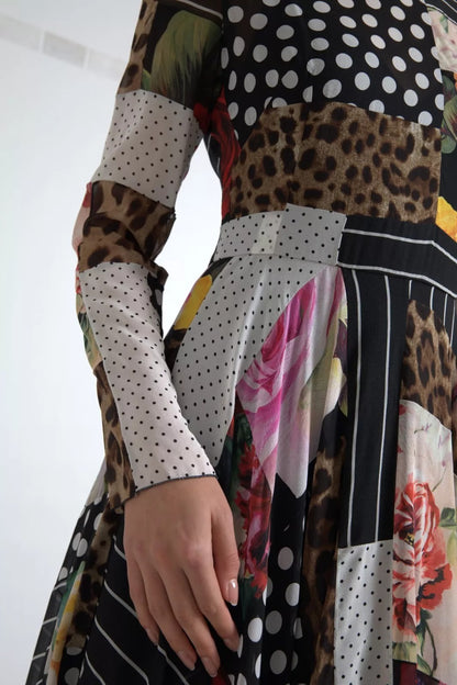 Dolce &amp; Gabbana Multicolor Patchwork Floral Leopard Dress