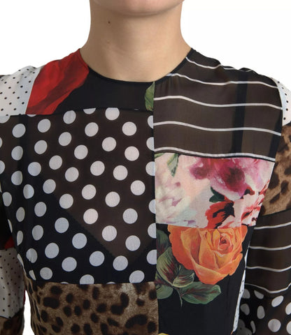 Dolce &amp; Gabbana Multicolor Patchwork Floral Leopard Dress