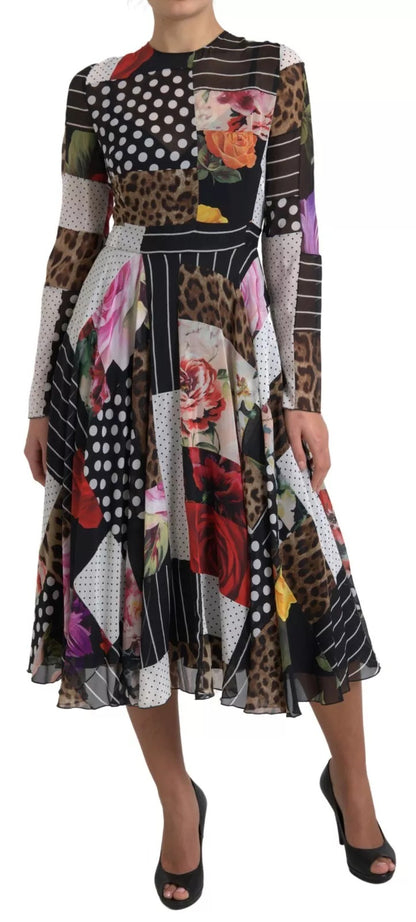 Dolce &amp; Gabbana Multicolor Patchwork Floral Leopard Dress