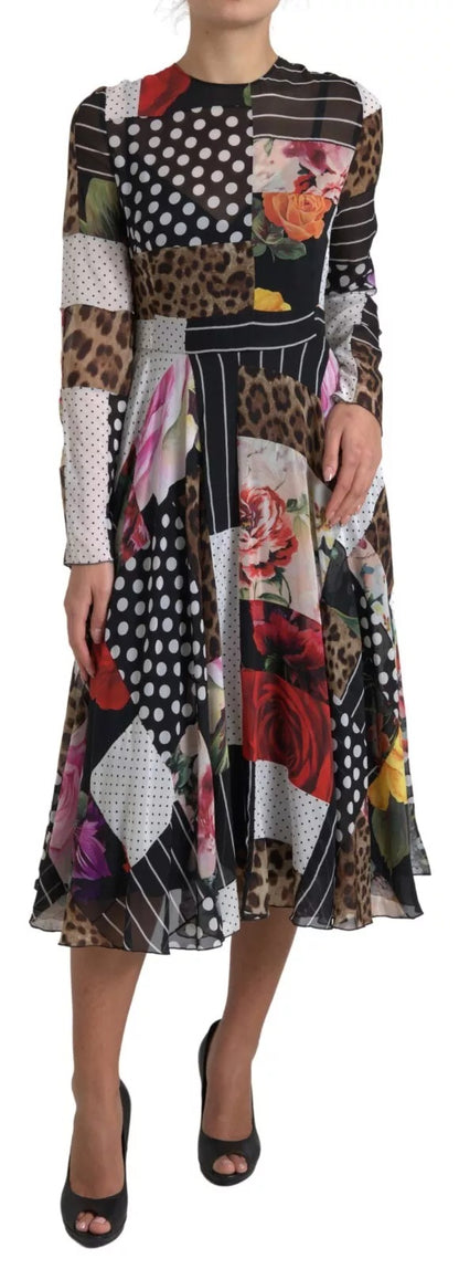 Dolce &amp; Gabbana Multicolor Patchwork Floral Leopard Dress
