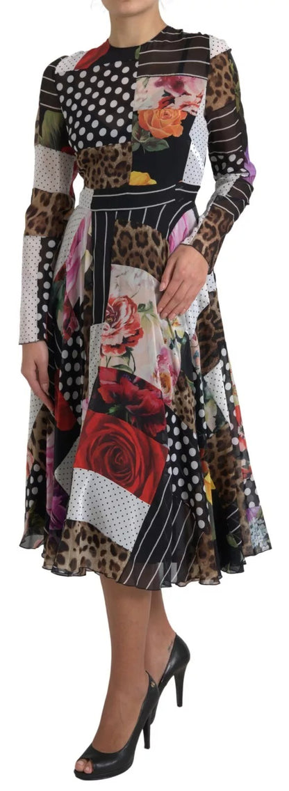 Dolce &amp; Gabbana Multicolor Patchwork Floral Leopard Dress