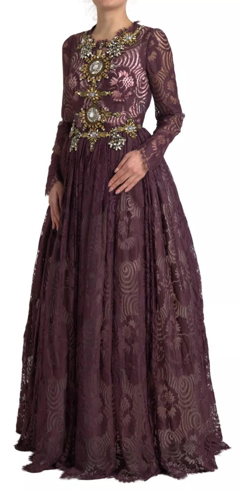 Dolce & Gabbana Purple Viscose Crystal A-Line Gown Dress - from Dolce & Gabbana