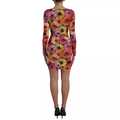 Dolce &amp; Gabbana Multicolor Floral Print Sheath Mini Dress