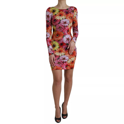 Dolce &amp; Gabbana Multicolor Floral Print Sheath Mini Dress