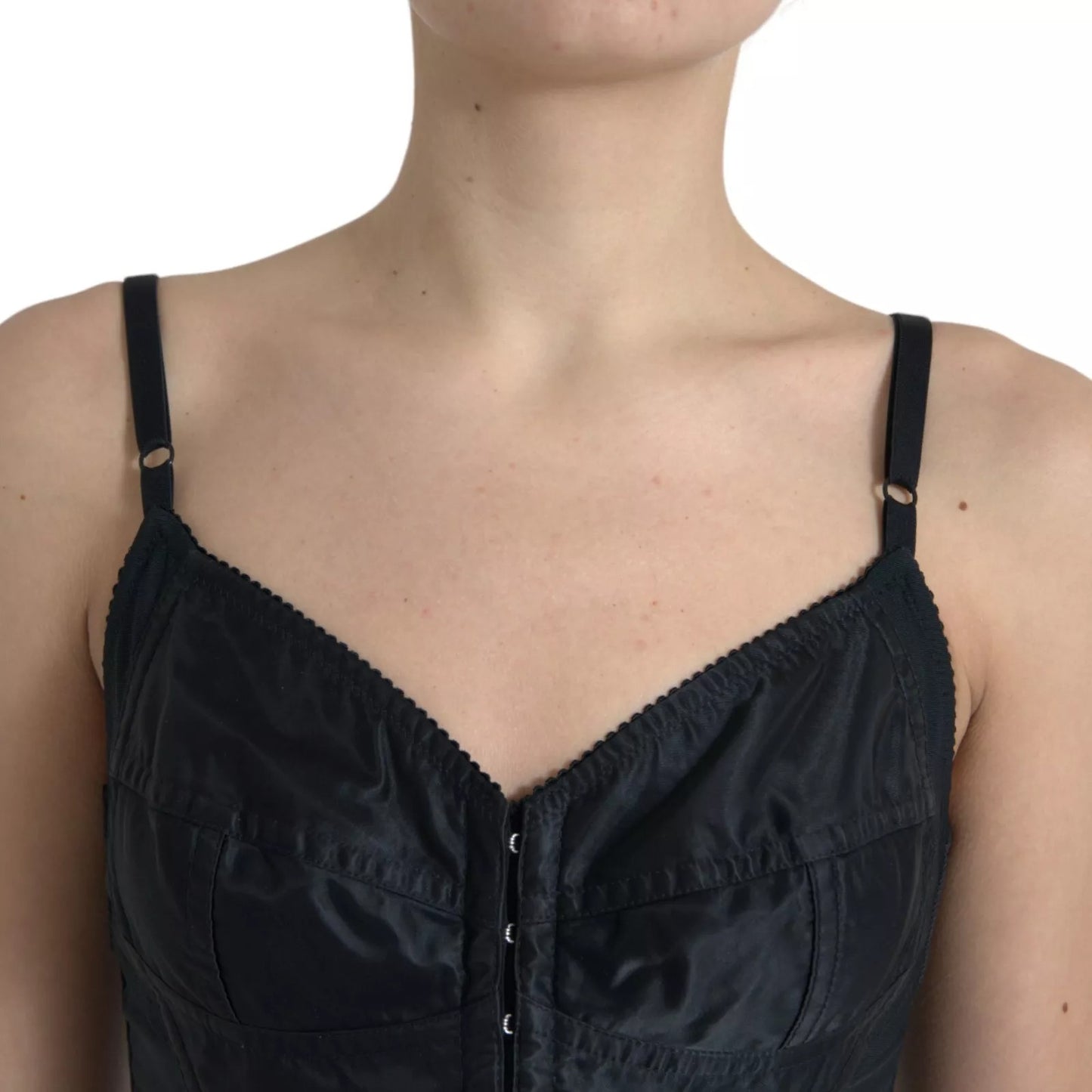 Dolce &amp; Gabbana Black Nylon Bodycon Corset Bustier Mini Dress