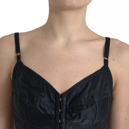 Dolce &amp; Gabbana Black Nylon Bodycon Corset Bustier Mini Dress