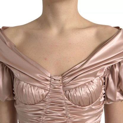 Dolce &amp; Gabbana Pink Silk Stretch Sheath Mermaid Gown Dress