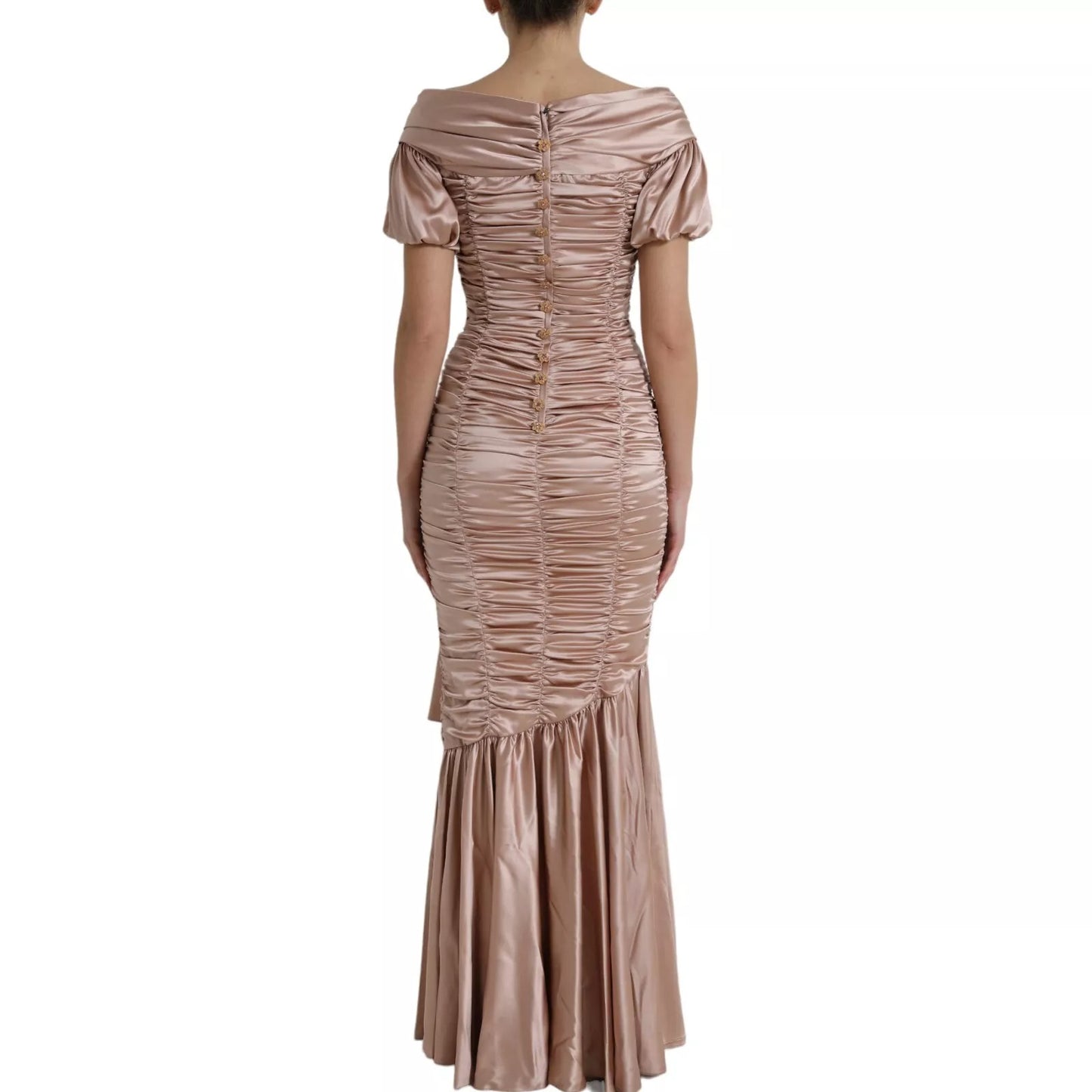 Dolce &amp; Gabbana Pink Silk Stretch Sheath Mermaid Gown Dress