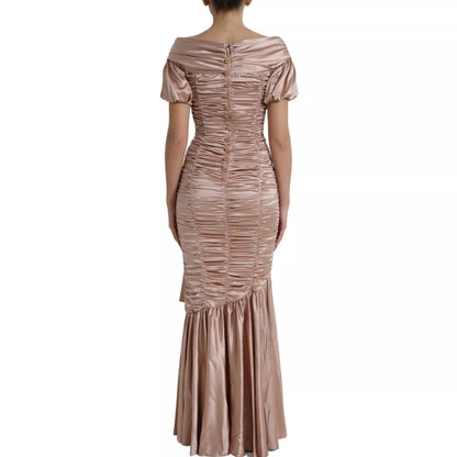 Dolce &amp; Gabbana Pink Silk Stretch Sheath Mermaid Gown Dress