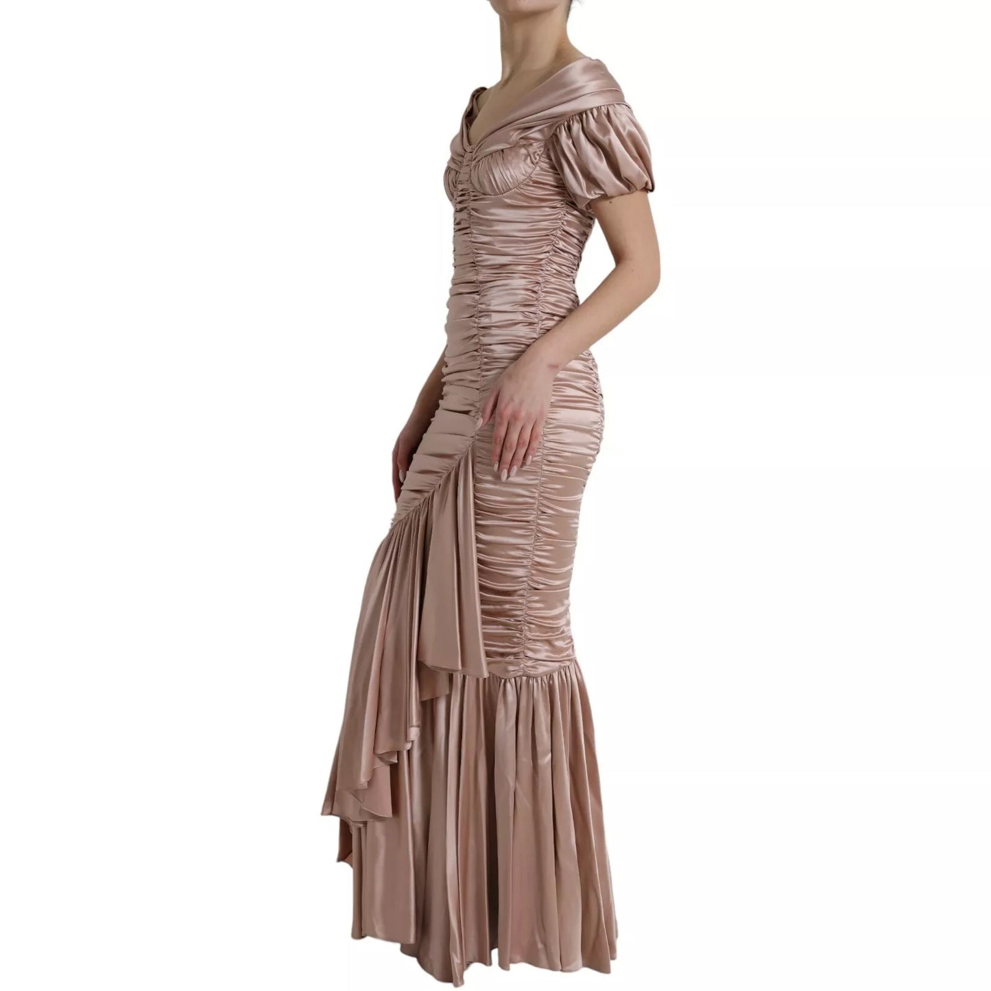 Dolce &amp; Gabbana Pink Silk Stretch Sheath Mermaid Gown Dress