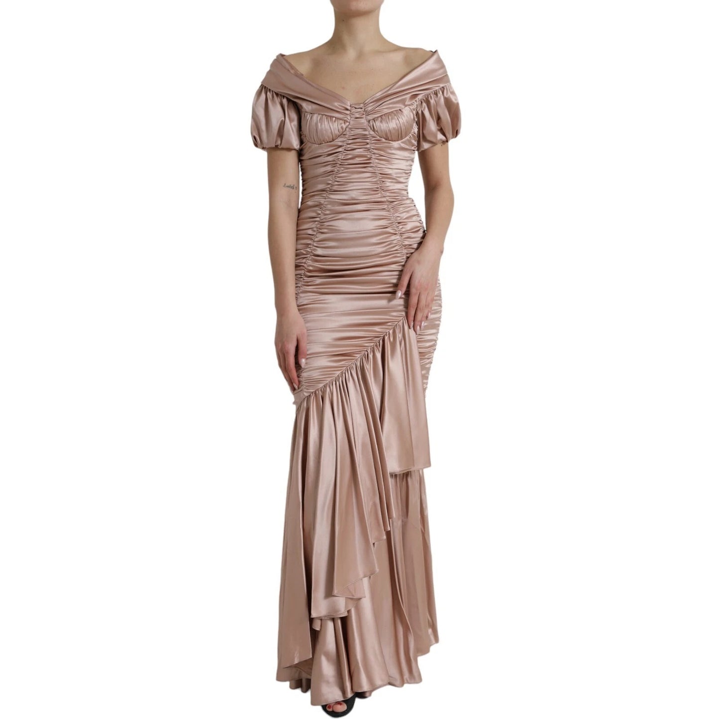 Dolce &amp; Gabbana Pink Silk Stretch Sheath Mermaid Gown Dress