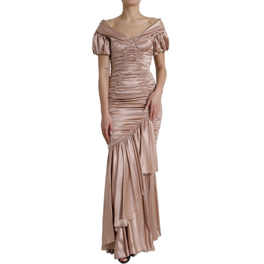 Dolce &amp; Gabbana Pink Silk Stretch Sheath Mermaid Gown Dress