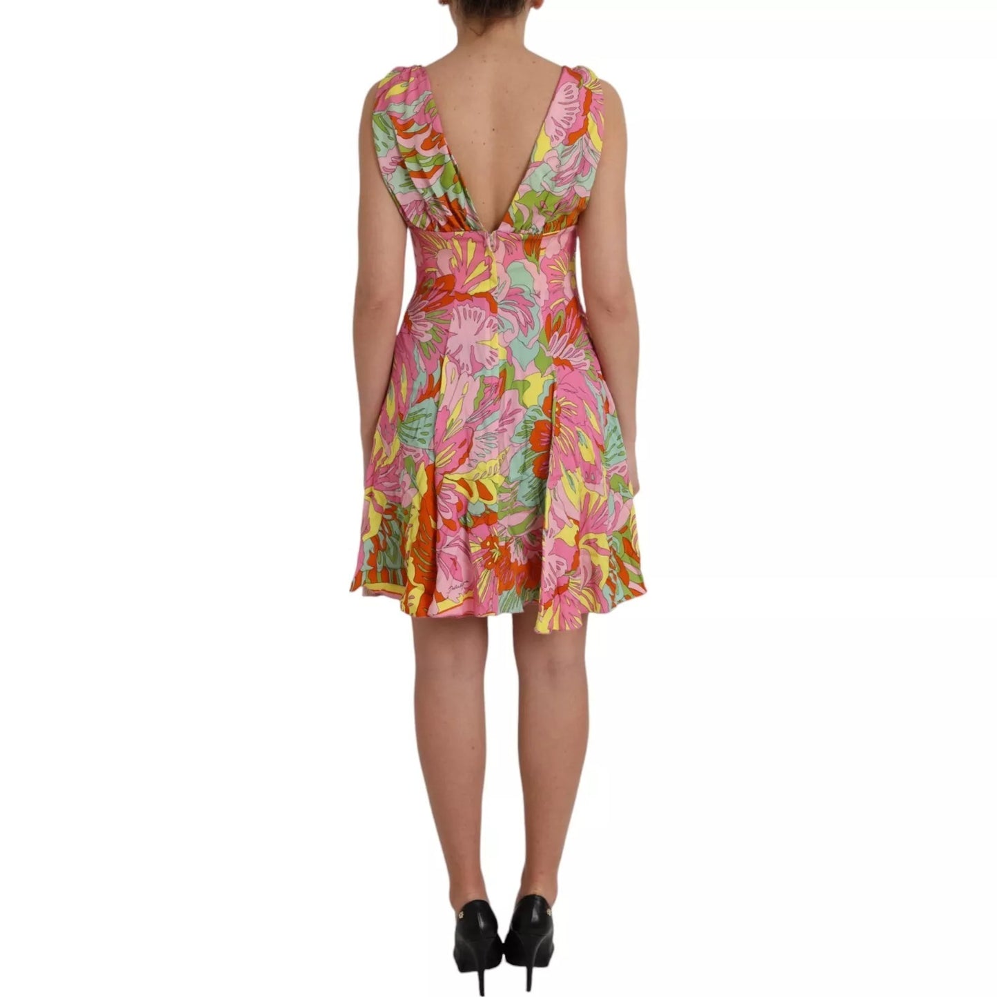 Dolce &amp; Gabbana Multicolor Floral Silk Flared Mini Dress