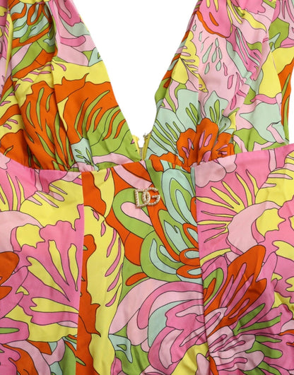 Dolce &amp; Gabbana Multicolor Floral Silk Flared Mini Dress