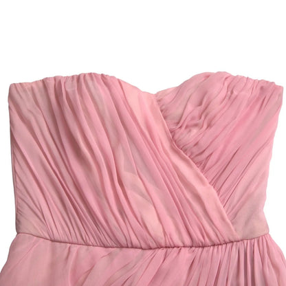 Dolce &amp; Gabbana Pink Silk Strapless Maxi A-line Gown Dress