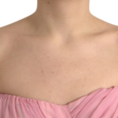 Dolce &amp; Gabbana Pink Silk Strapless Maxi A-line Gown Dress