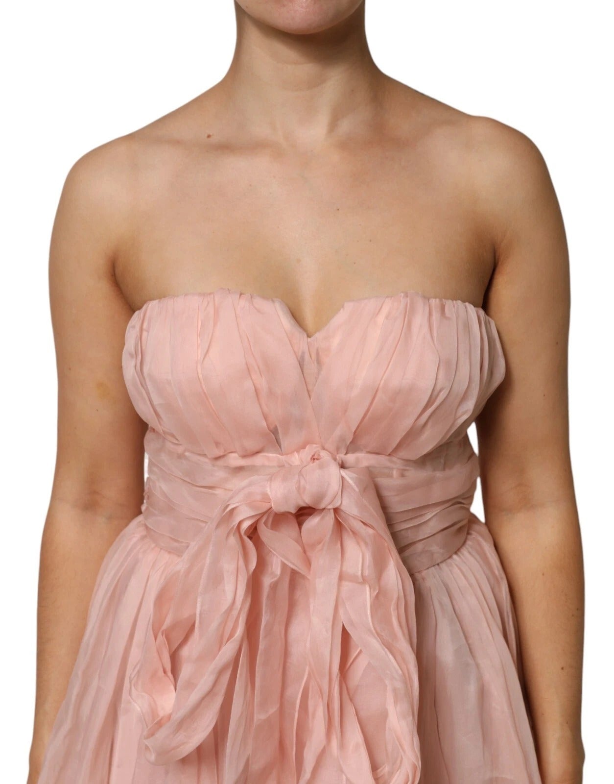 Dolce &amp; Gabbana Pink Silk Chiffon A-line Pleated Midi Dress