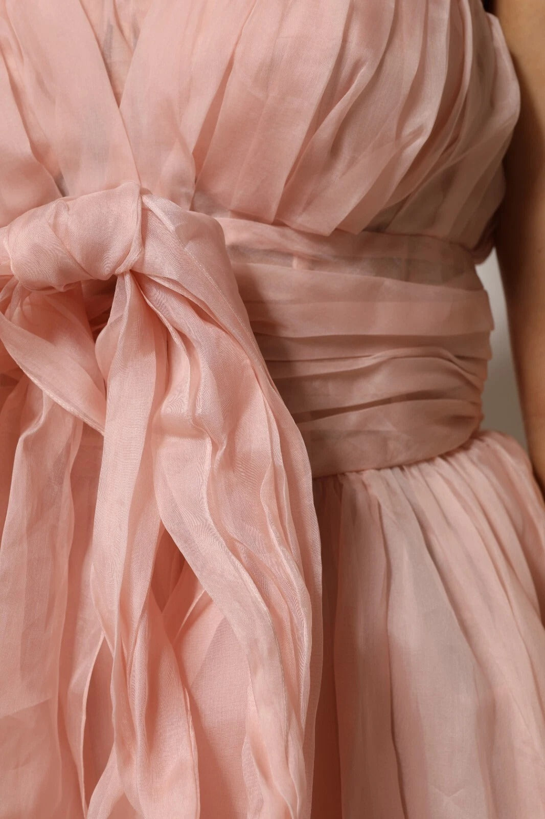 Dolce &amp; Gabbana Pink Silk Chiffon A-line Pleated Midi Dress
