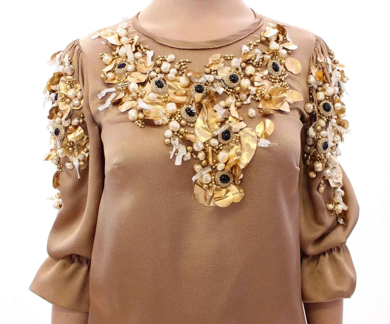 Dolce & Gabbana Gold SPECIAL Piece Runway Crystal Blouse by Dolce & Gabbana