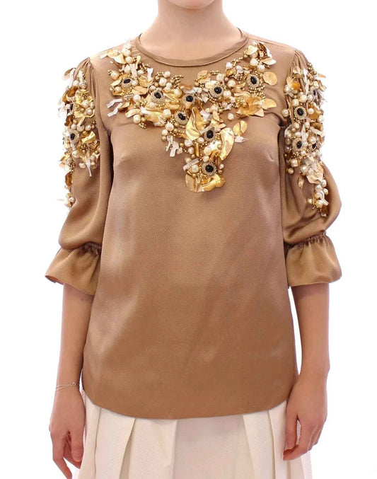 Dolce & Gabbana Gold SPECIAL Piece Runway Crystal Blouse by Dolce & Gabbana