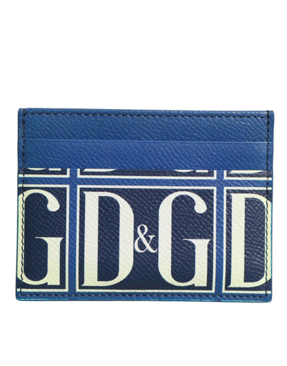 Dolce & Gabbana Blue Calf Leather DG Logo Monogram Card Holder Wallet by Dolce & Gabbana