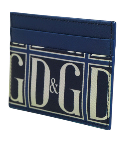 Dolce & Gabbana Blue Calf Leather DG Logo Monogram Card Holder Wallet by Dolce & Gabbana
