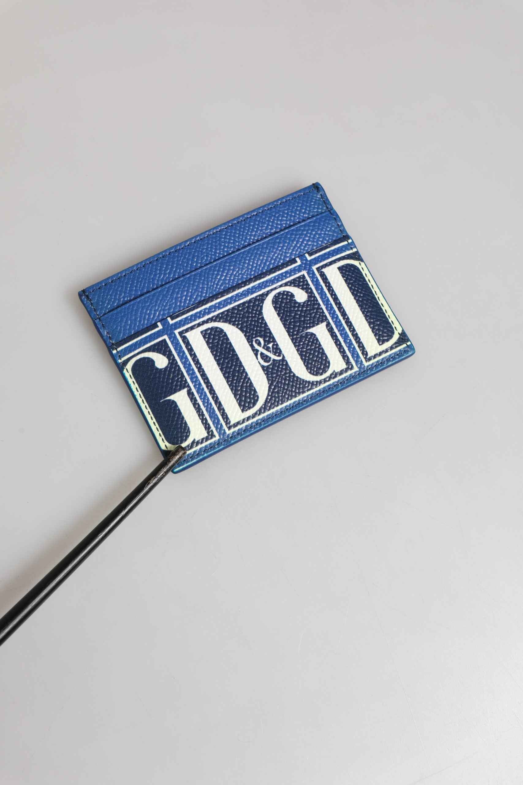 Dolce & Gabbana Blue Calf Leather DG Logo Monogram Card Holder Wallet by Dolce & Gabbana