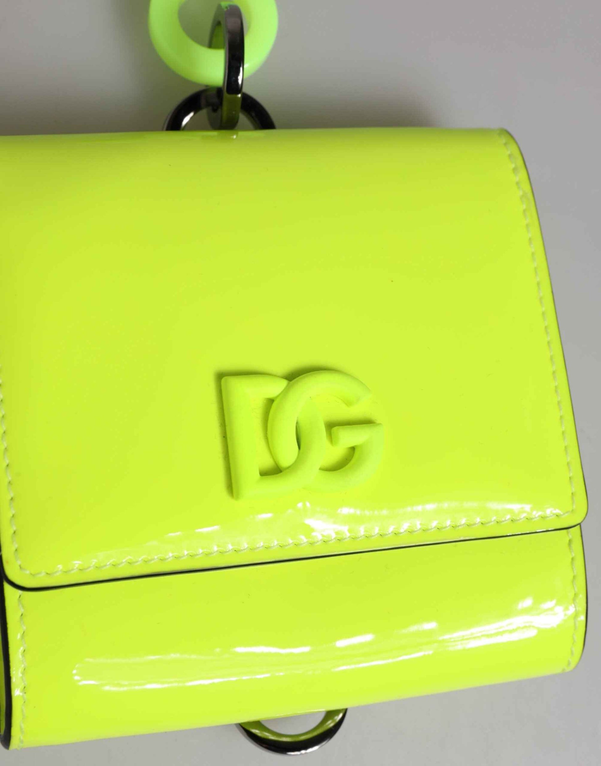 Dolce & Gabbana Yellow Green Bifold DG Logo Neck Strap Cardholder Wallet by Dolce & Gabbana