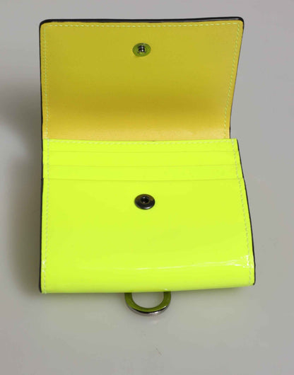 Dolce & Gabbana Yellow Green Bifold DG Logo Neck Strap Cardholder Wallet by Dolce & Gabbana