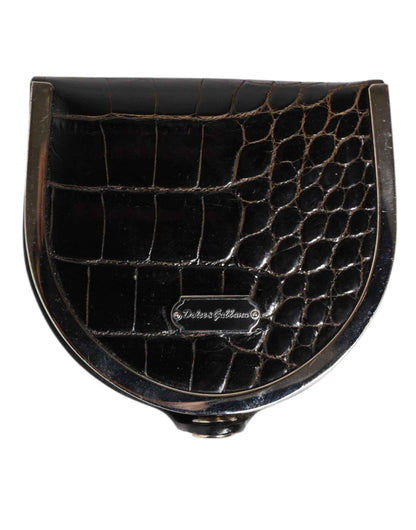 Dolce & Gabbana Black Polished Crocodile Leather Mens Coin Purse Wallet by Dolce & Gabbana