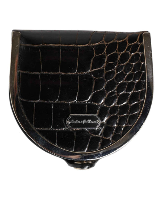 Dolce & Gabbana Black Polished Crocodile Leather Mens Coin Purse Wallet by Dolce & Gabbana
