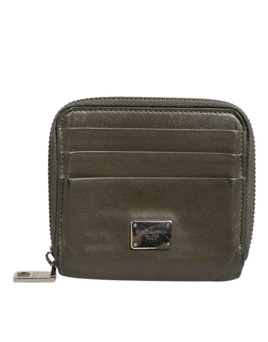 Dolce & Gabbana Military Green Leather Logo Plaque Card Holder Coin Purse Wallet by Dolce & Gabbana