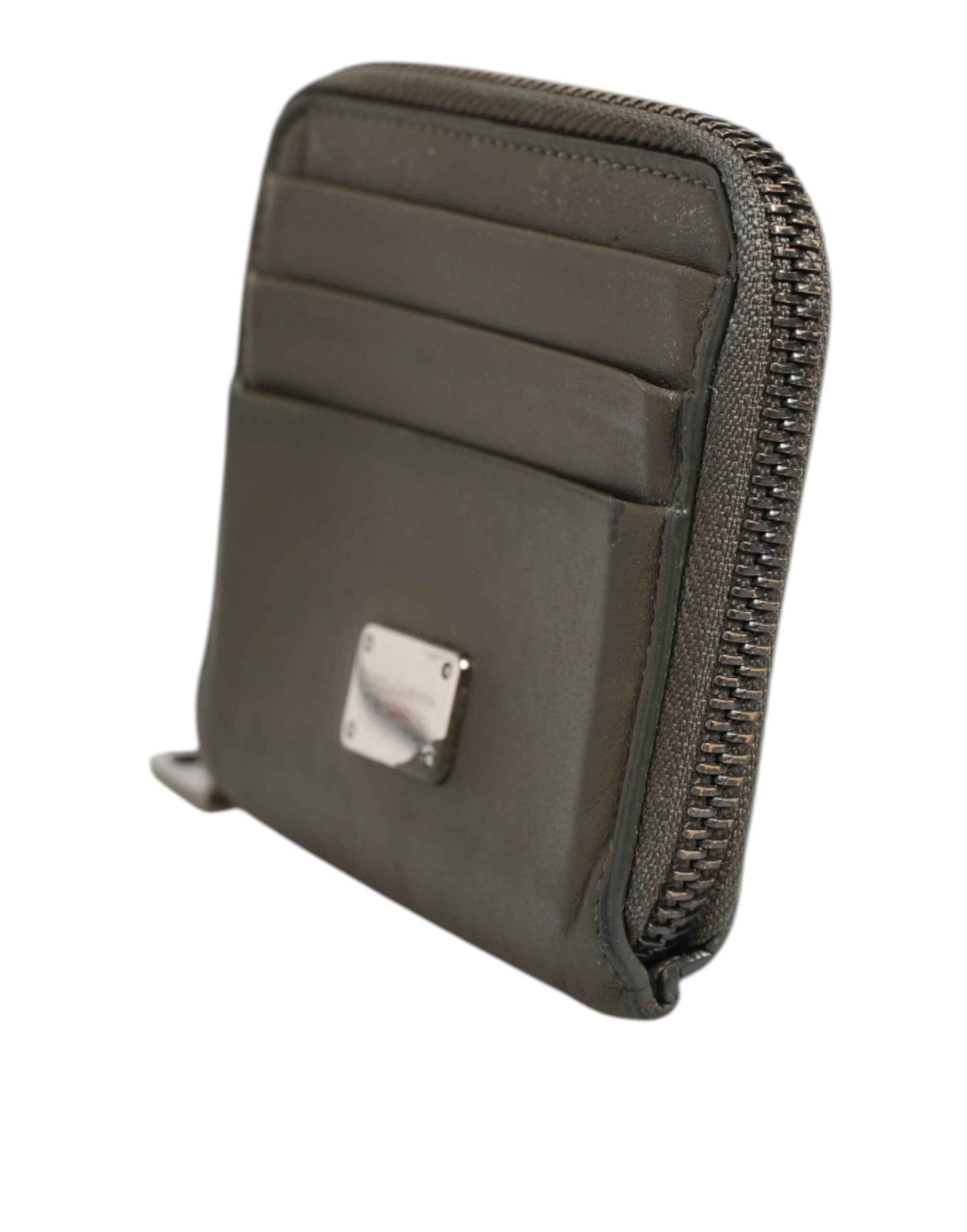 Dolce & Gabbana Military Green Leather Logo Plaque Card Holder Coin Purse Wallet by Dolce & Gabbana