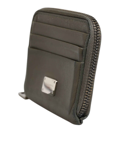 Dolce & Gabbana Military Green Leather Logo Plaque Card Holder Coin Purse Wallet by Dolce & Gabbana