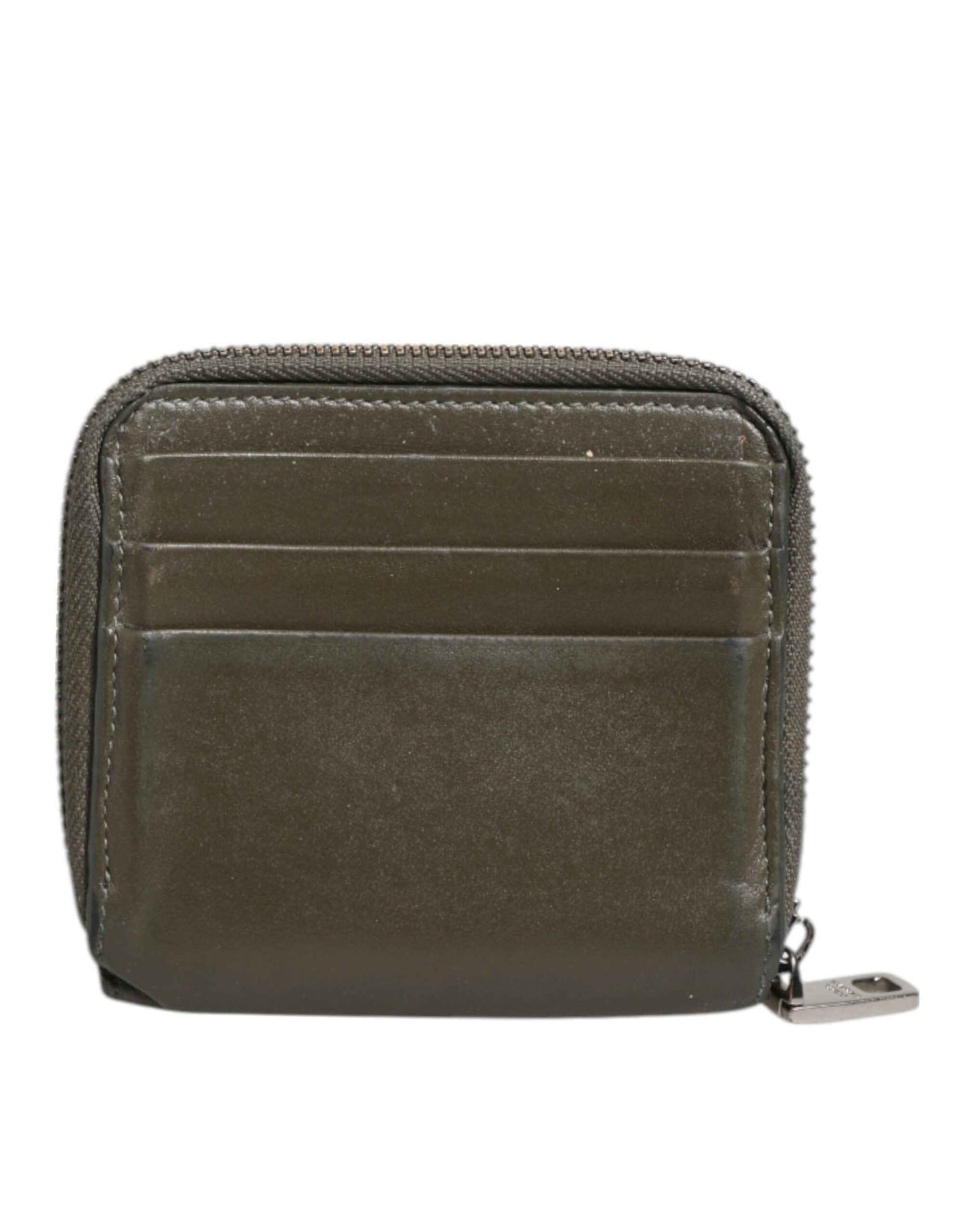 Dolce & Gabbana Military Green Leather Logo Plaque Card Holder Coin Purse Wallet by Dolce & Gabbana