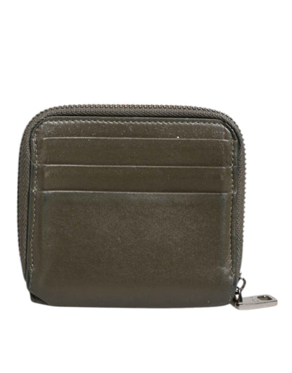 Dolce & Gabbana Military Green Leather Logo Plaque Card Holder Coin Purse Wallet by Dolce & Gabbana