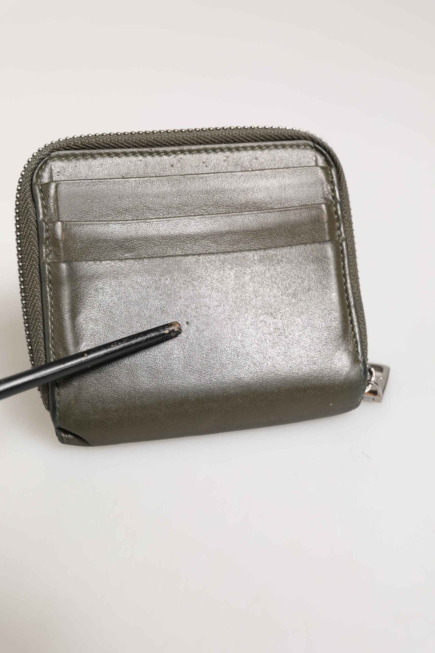 Dolce & Gabbana Military Green Leather Logo Plaque Card Holder Coin Purse Wallet by Dolce & Gabbana