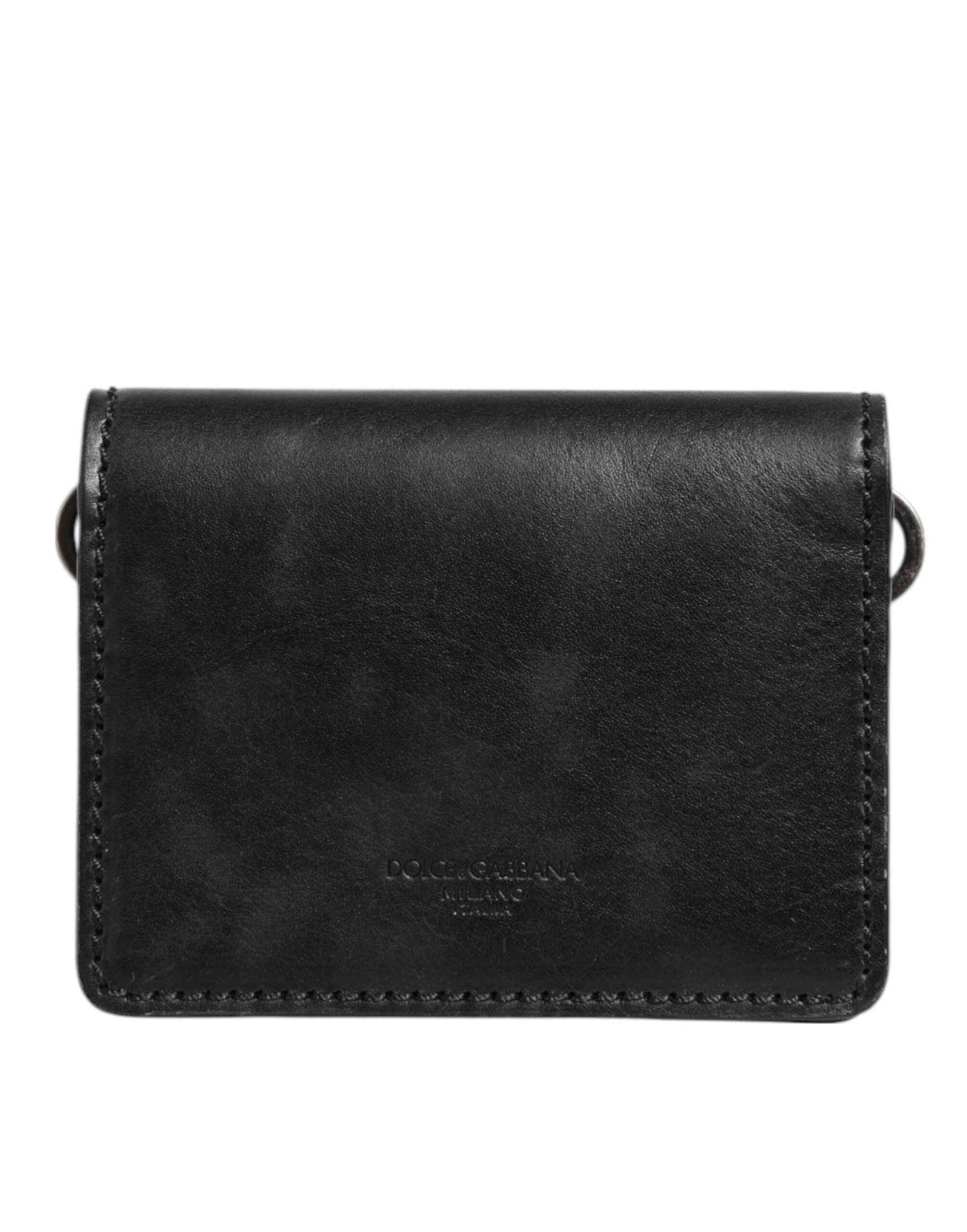 Dolce & Gabbana Black Leather Bifold Card Holder Mens Coin Purse Key Clip Wallet by Dolce & Gabbana
